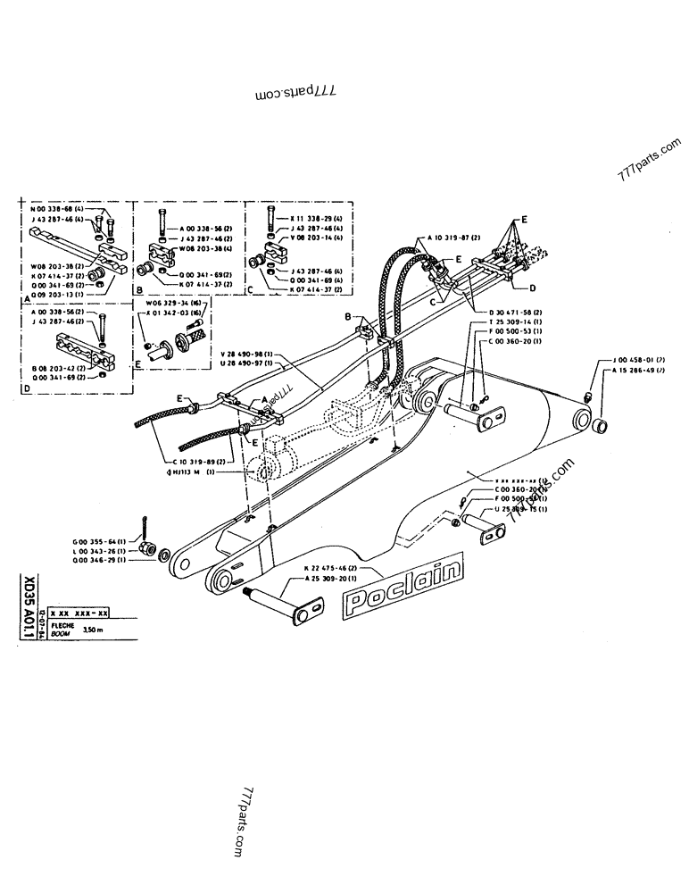 Part diagram BOOM - CRAWLER EXCAVATORS Case 160CL (POCLAIN CRAWLER EXCAVATOR (S/N 8321 & AFTER) (5/76-12/82)) | 777parts.com