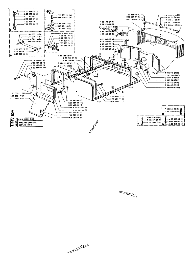 Part diagram COWLING FRAME - CRAWLER EXCAVATORS Case 170B (CASE CRAWLER EXCAVATOR (S/N 1501-) (S/N 12501-) (EUROPE) (2/87-12/89)) | 777parts.com