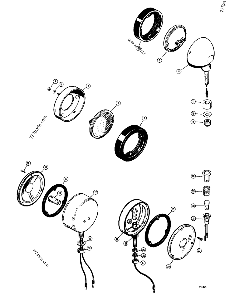 ELECTRICAL SYSTEM, LIGHTS, L19663 REAR LIGHT, L26301 STOP - LOADER