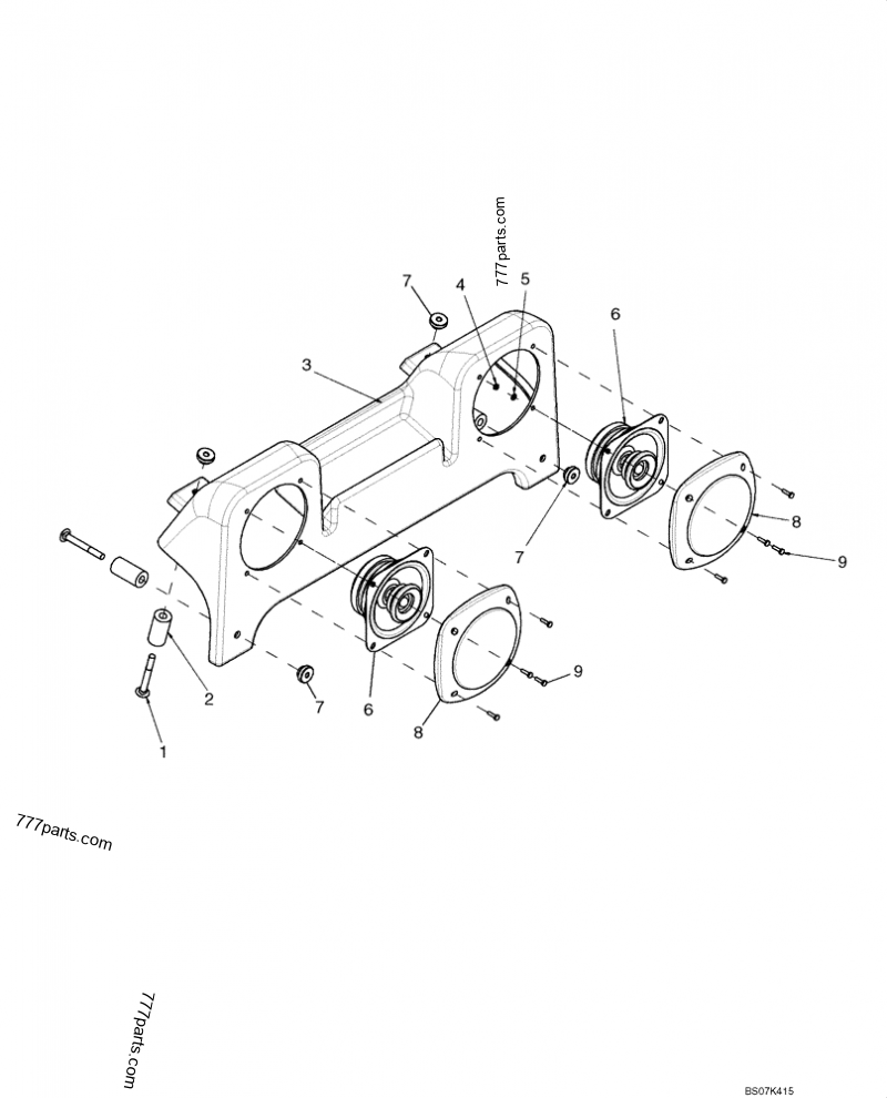 Part diagram RADIO - SPEAKERS AND HOUSING - COMPACT TRACK LOADERS Case 420CT (COMPACT TRACK LOADER - SERIES 3, ASN N7M455401 (1/08-3/11)) | 777parts.com