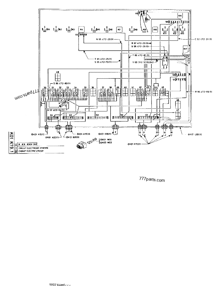 Part diagram CABINET ELECTRIC CIRCUIT - CRAWLER EXCAVATORS Case 170B (CASE CRAWLER EXCAVATOR (S/N 1501-) (S/N 12501-) (EUROPE) (2/87-12/89)) | 777parts.com