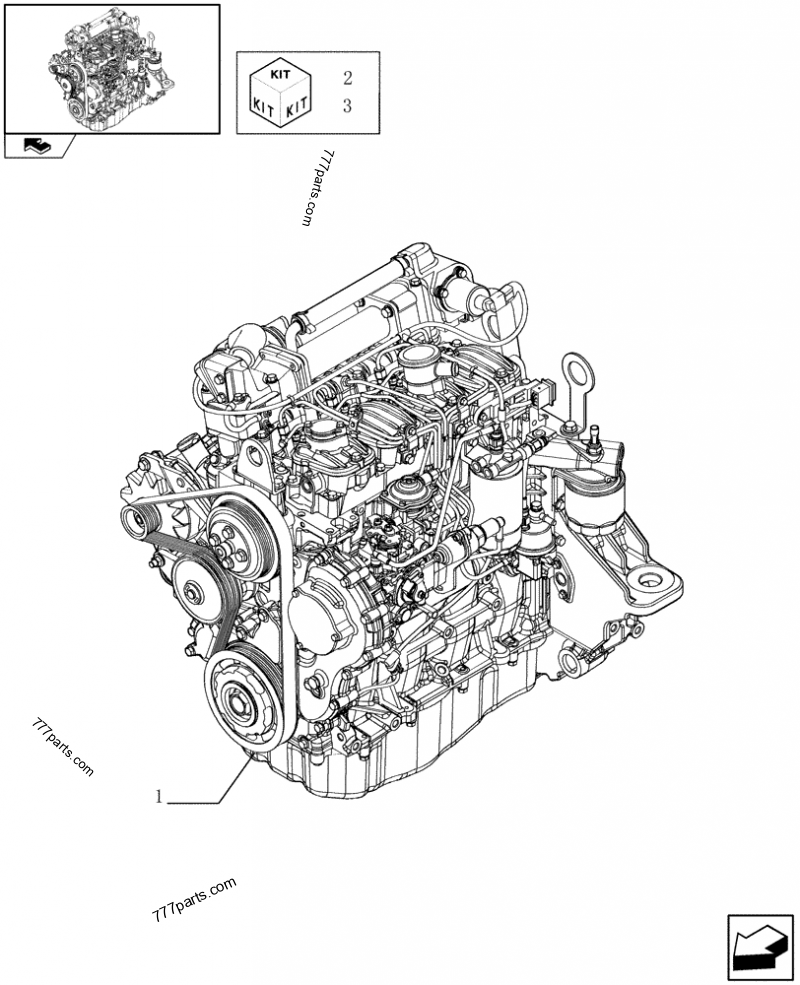 Part diagram ENGINE ASSY (87546691) - COMPACT TRACK LOADERS Case 420CT (COMPACT TRACK LOADER - SERIES 3, ASN N7M455401 (1/08-3/11)) | 777parts.com