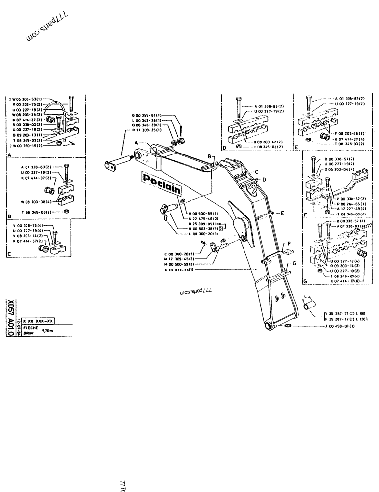Part diagram BOOM - CRAWLER EXCAVATORS Case 160CL (POCLAIN CRAWLER EXCAVATOR (S/N 8321 & AFTER) (5/76-12/82)) | 777parts.com