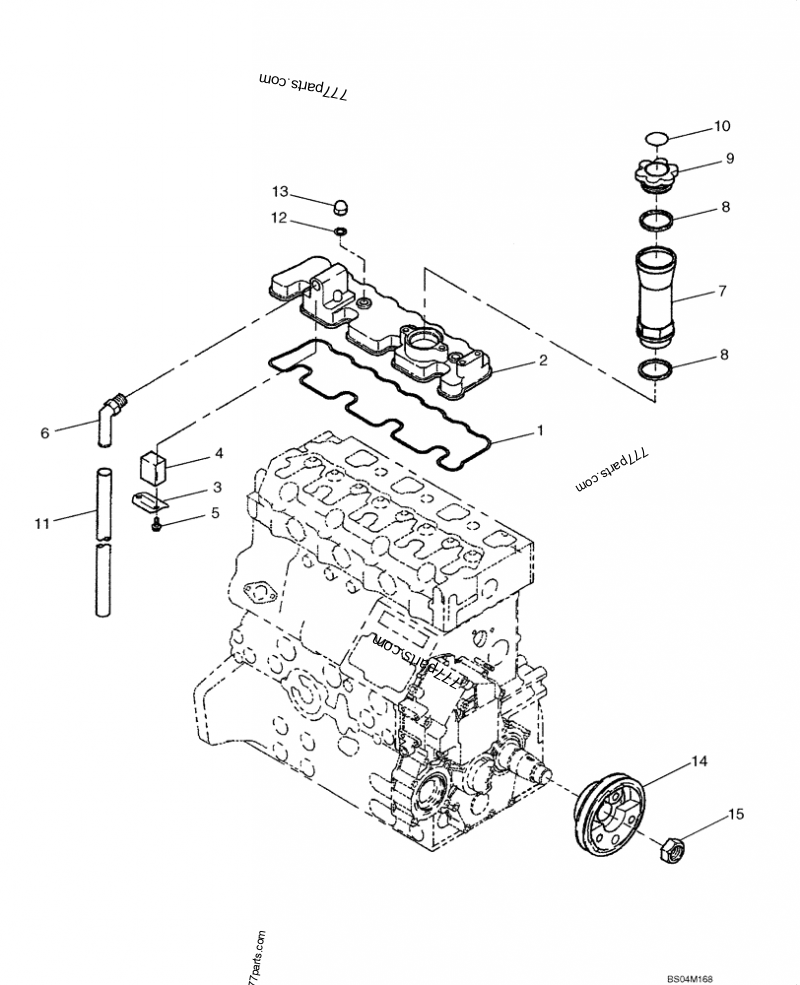 Part diagram VALVE COVER & CRANKSHAFT PULLEY - COMPACT TRACK LOADERS Case 420CT (COMPACT TRACK LOADER - BSN N7M455401 (2/06-12/07)) | 777parts.com
