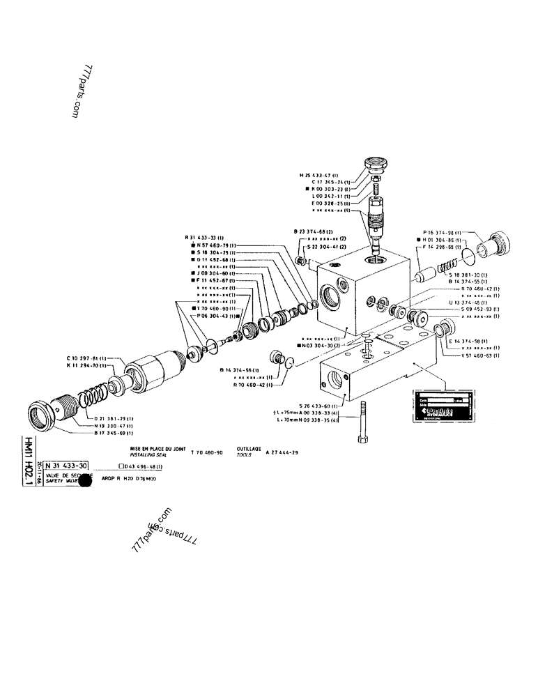 Part diagram SAFETY VALVE ARQP R H20 D 76MOD - CRAWLER EXCAVATORS Case 170B (CASE/POCLAIN EXCAVATOR - REHANDLING ATTACHMENT (1/85-12/89)) | 777parts.com