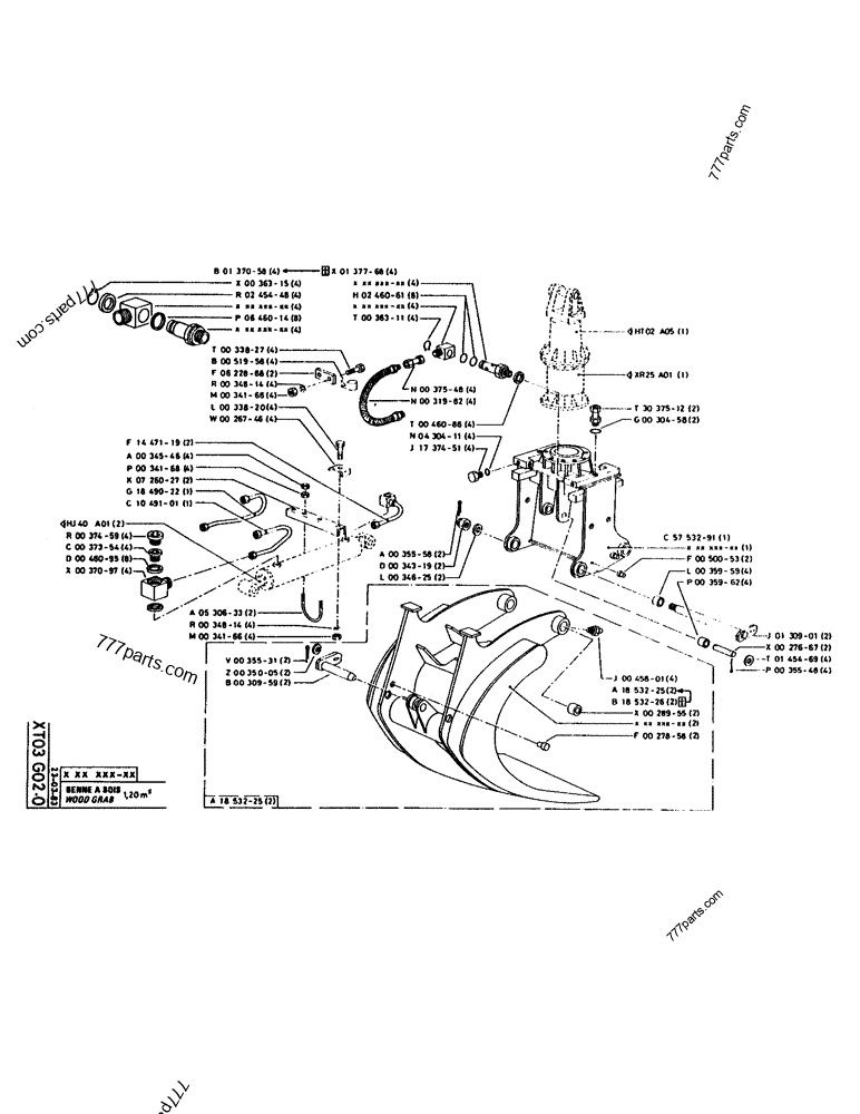 Part diagram WOOD GRAB - CRAWLER EXCAVATORS Case 160CL (POCLAIN CRAWLER EXCAVATOR (S/N 8321 & AFTER) (5/76-12/82)) | 777parts.com