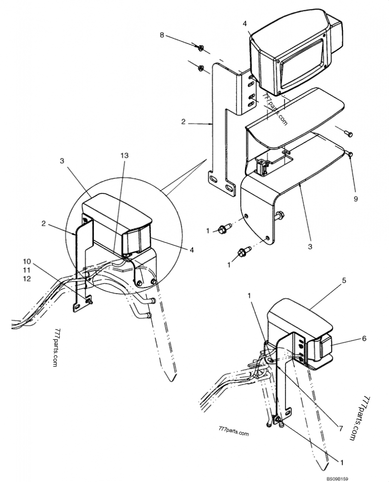 Part diagram HEADLAMPS AND MOUNTING (EUROPE) - COMPACT TRACK LOADERS Case 420CT (COMPACT TRACK LOADER - SERIES 3, ASN N7M455401 (1/08-3/11)) | 777parts.com