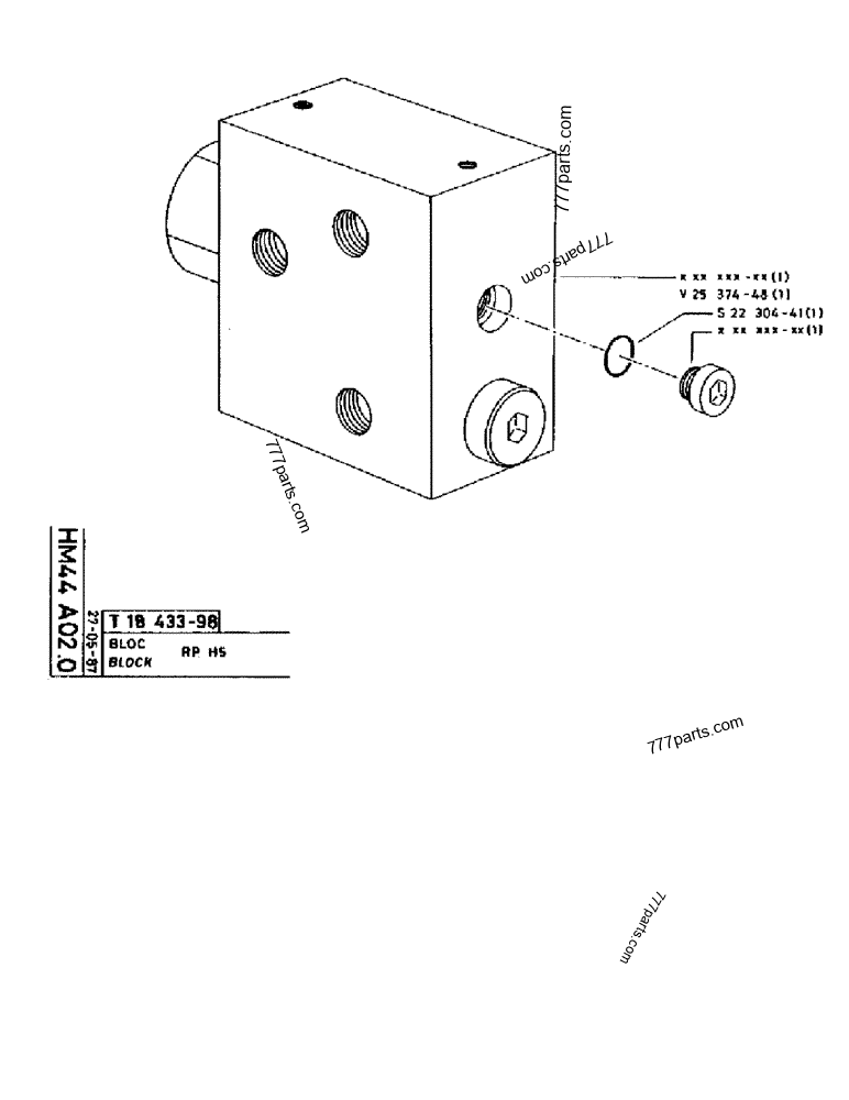 Part diagram BLOCK RP. H5 - CRAWLER EXCAVATORS Case 170B (CASE CRAWLER EXCAVATOR (S/N 1501-) (S/N 12501-) (EUROPE) (2/87-12/89)) | 777parts.com