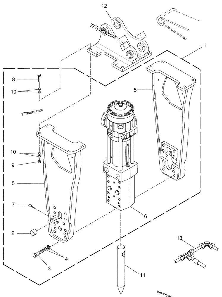 Part diagram HYDRAULIC ROCKBREAKER - VERSION : BRETEC CB1150 - CE ATTACHMENTS Case CB1150 (EXCAVATOR HYDRAULIC ROCKBREAKER (1/05-)) | 777parts.com
