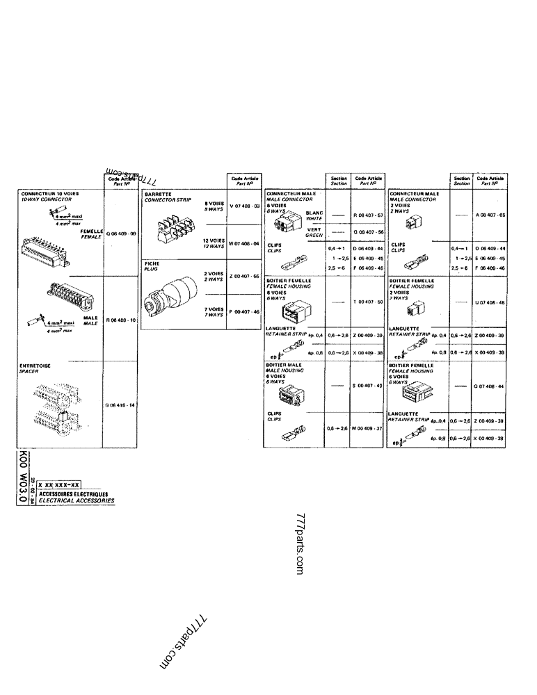 Part diagram ELECTRICAL ACCESSORIES - CRAWLER EXCAVATORS Case 220 (POCLAIN CRAWLER EXCAVATOR (1/88-12/92)) | 777parts.com