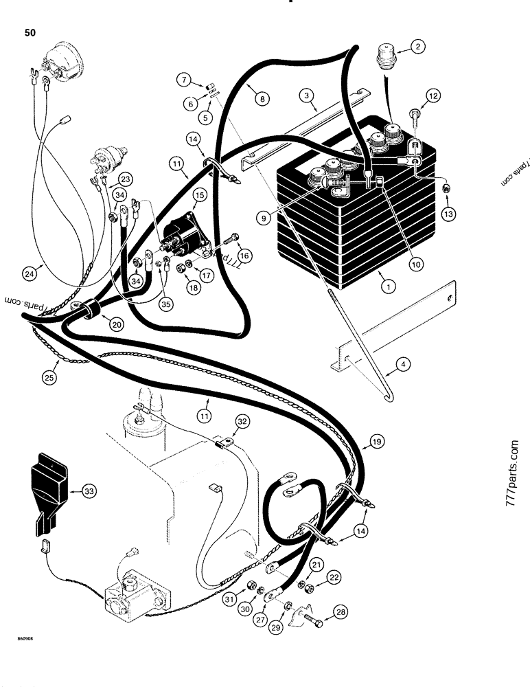 ELECTRICAL WIRING AND BATTERY - SKID STEER LOADERS Case 1816C (CASE UNI ...