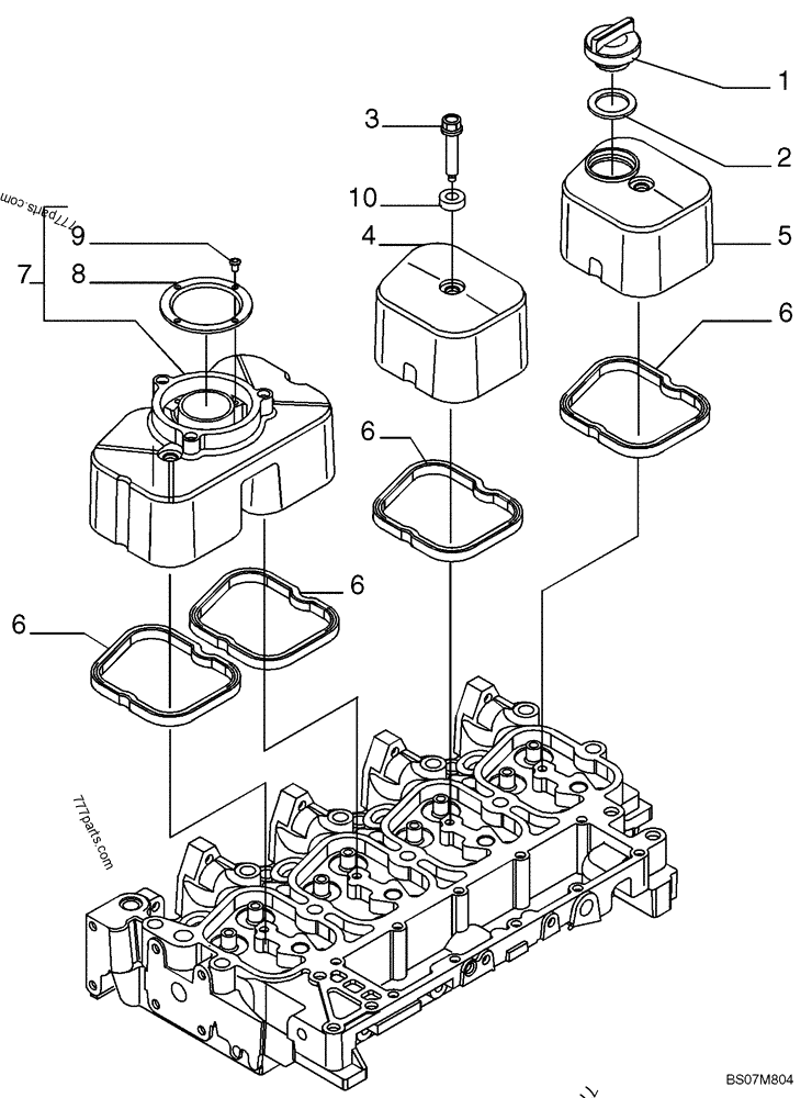 Part diagram CYLINDER HEAD COVERS - COMPACT TRACK LOADERS Case 440CT (COMPACT TRACK LOADER - SERIES 3, ASN N7M483467 (1/08-3/11)) | 777parts.com