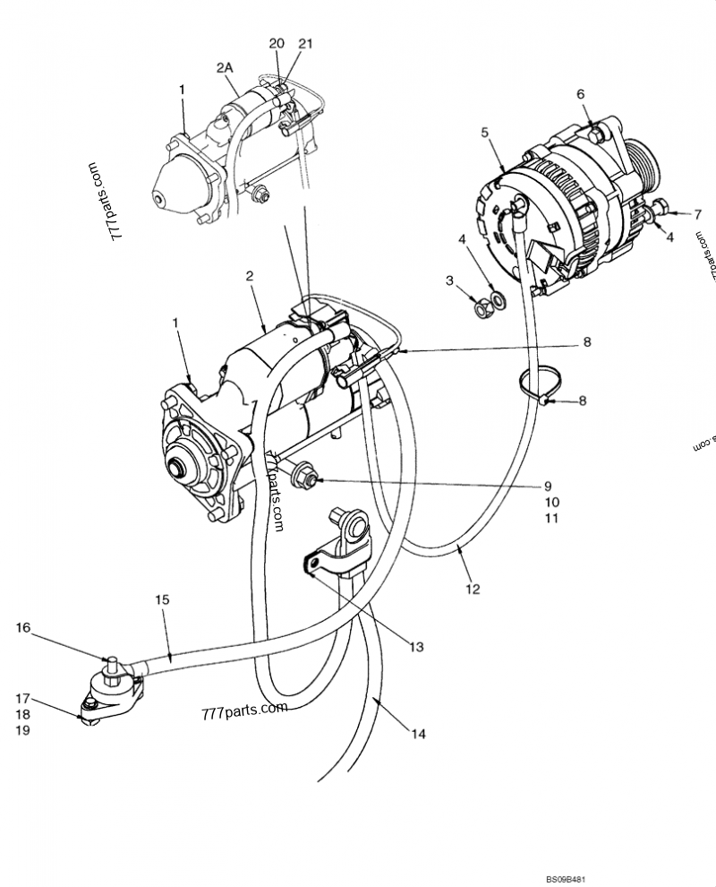 Part diagram STARTER AND ALTERNATOR MOUNTING - COMPACT TRACK LOADERS Case 420CT (COMPACT TRACK LOADER - SERIES 3, ASN N7M455401 (1/08-3/11)) | 777parts.com