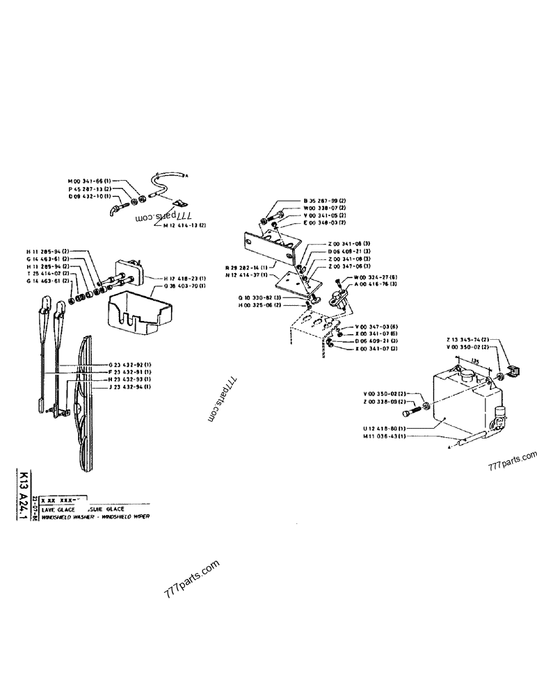 Part diagram WINDSHIELD WASHER - WINDSHIELD WIPER - CRAWLER EXCAVATORS Case 170 (POCLAIN CRAWLER EXCAVATOR (S/N 12341 TO 12492) (5/85-12/92)) | 777parts.com