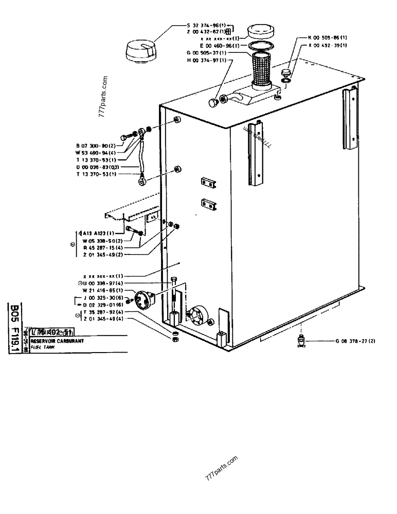 Part diagram FUEL TANK - CRAWLER EXCAVATORS Case 170B (CASE CRAWLER EXCAVATOR (S/N 1501-) (S/N 12501-) (EUROPE) (2/87-12/89)) | 777parts.com