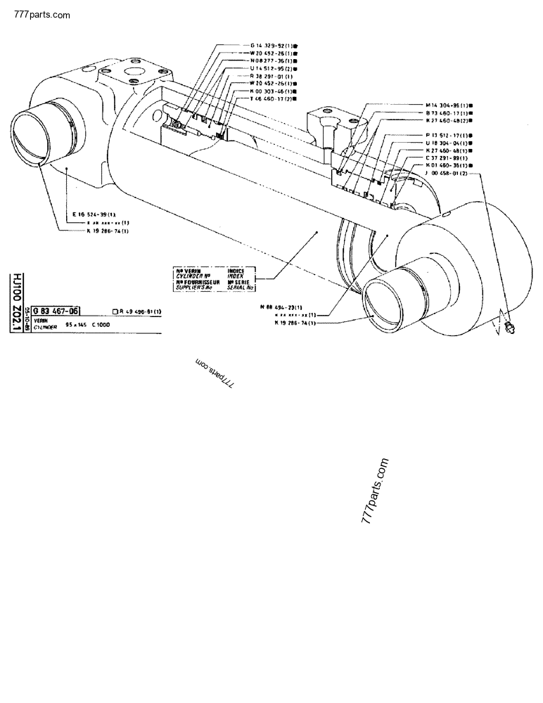 Part diagram CYLINDER 95 X 145 C1000 - CRAWLER EXCAVATORS Case 170B (CASE CRAWLER EXCAVATOR (S/N 1501-) (S/N 12501-) (EUROPE) (2/87-12/89)) | 777parts.com