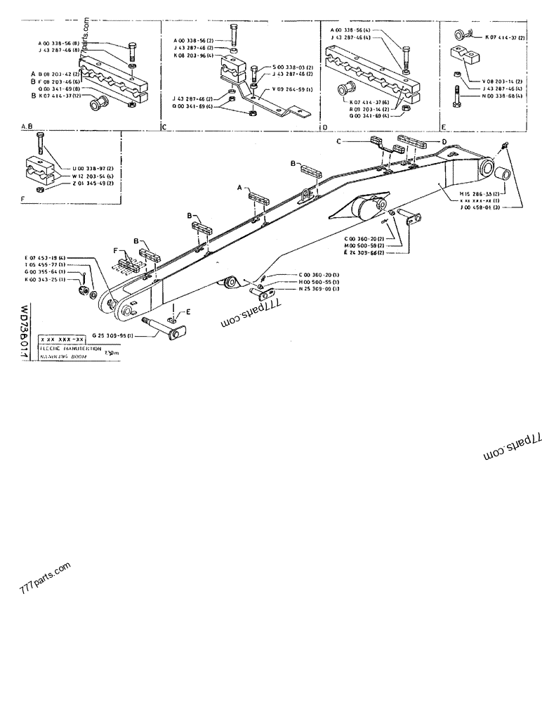 Part diagram HANDLING BOOM 7,30M - CRAWLER EXCAVATORS Case 170F (POCLAIN EXCAVATOR W/ELECTRIC MOTOR (132KW 380V) (1/85-12/92)) | 777parts.com