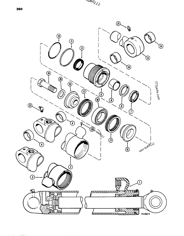 G34323 AND G100004 DIPPER CYLINDER WITH TWO PIECE PISTON LOADER g34323-and-g100004-dipper-cylinder-with-two-piece-piston-loader