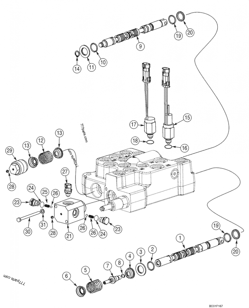 VALVE ASSY, CONTROL SPOOLS AND DETENTS (70XT) SKID STEER LOADERS
