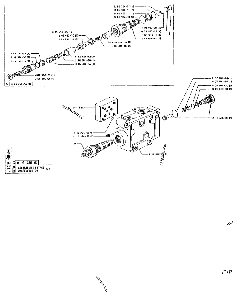 Part diagram INLET SELECTOR S 19 - CRAWLER EXCAVATORS Case 170FG (POCLAIN EXCAVATOR W/ELECTRIC MOTOR (75KW 380V) (1/85-12/92)) | 777parts.com
