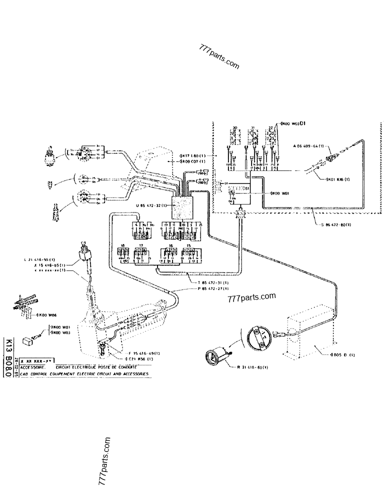 Part diagram CAB CONTROL EQUIPEMENT ELECTRIC CIRCUIT AND ACCESSORIES - CRAWLER EXCAVATORS Case 170 (POCLAIN CRAWLER EXCAVATOR (S/N 12341 TO 12492) (5/85-12/92)) | 777parts.com