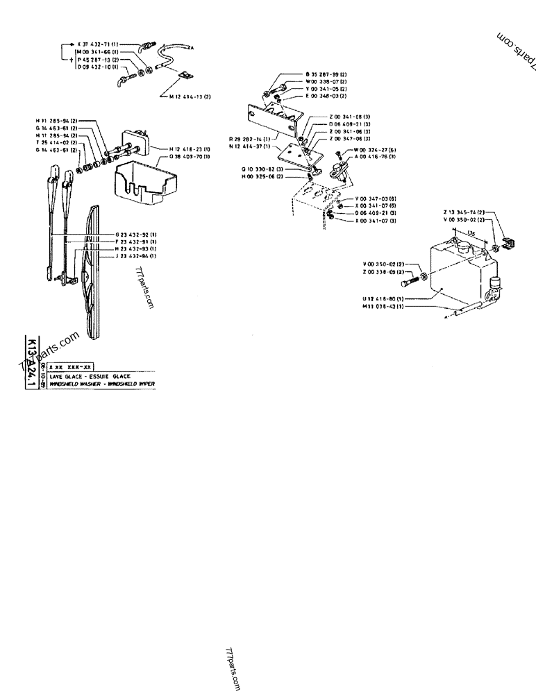 Part diagram WINDSHIELD WASHER - WINDSHIELD WIPER - CRAWLER EXCAVATORS Case 170B (CASE CRAWLER EXCAVATOR (S/N 1501-) (S/N 12501-) (EUROPE) (2/87-12/89)) | 777parts.com