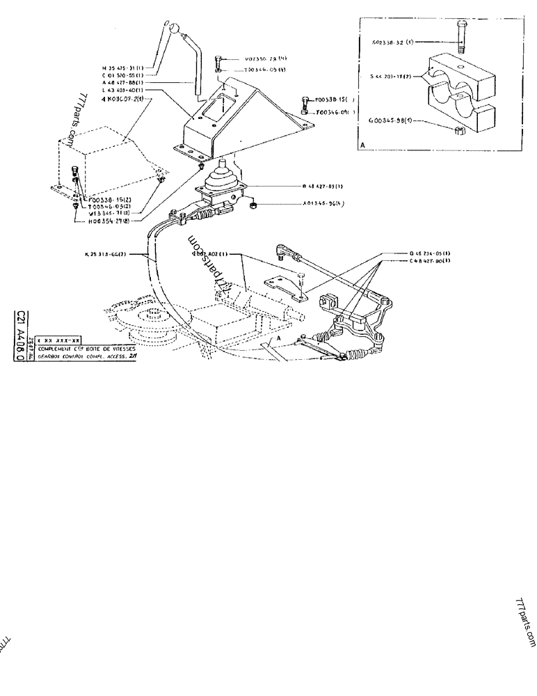 Part diagram GEARBOX CONTROL ACCESSORY 2M - CRAWLER EXCAVATORS Case 170B (POCLAIN EXCAVATOR - RAISED CAB AND CAB GUARD (1/85-12/89)) | 777parts.com