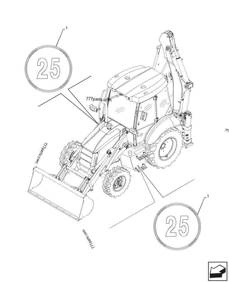 VAR 748982 WARNING DECAL LOADER BACKHOES Case 580T (BACKHOE