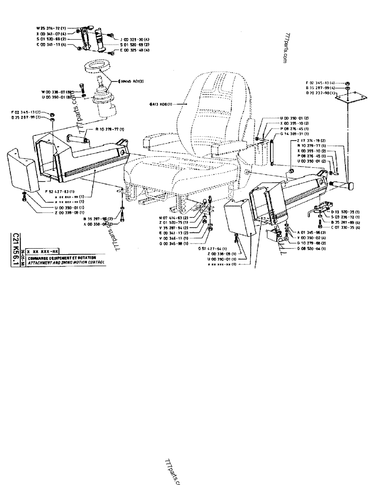 Part diagram ATTACHMENT AND SWING MOTION CONTROL - CRAWLER EXCAVATORS Case 170B (CASE CRAWLER EXCAVATOR (S/N 1501-) (S/N 12501-) (EUROPE) (2/87-12/89)) | 777parts.com