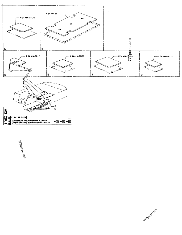 Part diagram UPPERSTURUCTURE SOUNDPROOFING ACCESS - CRAWLER EXCAVATORS Case 170B (CASE CRAWLER EXCAVATOR (S/N 1501-) (S/N 12501-) (EUROPE) (2/87-12/89)) | 777parts.com