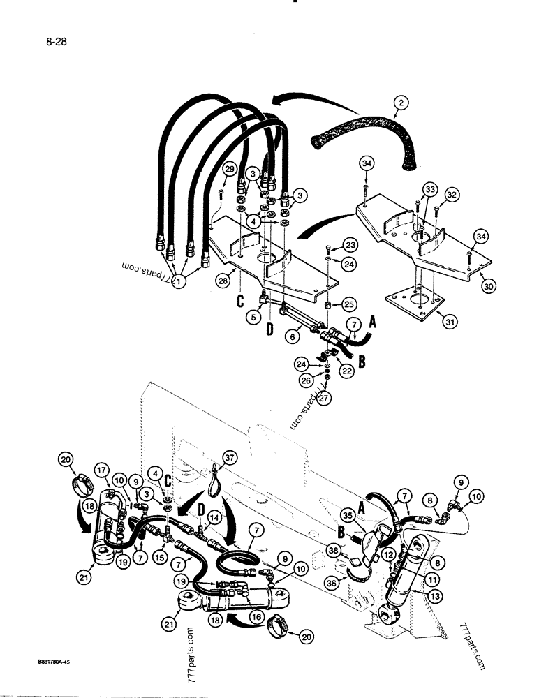 DOZER TILT AND ANGLE HYDRAULIC CIRCUITS, ON BACK OF BLADE - CRAWLER ...