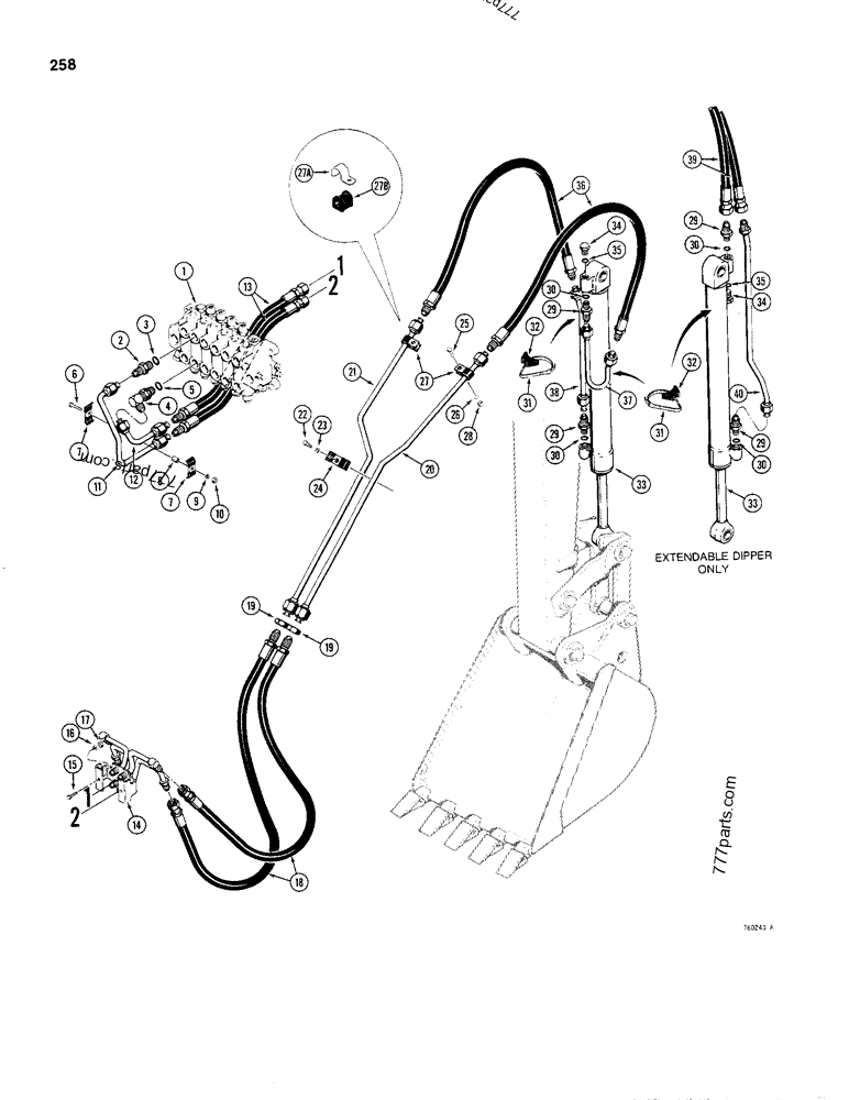 BACKHOE BUCKET CYLINDER HYDRAULIC CIRCUIT LOADER BACKHOES Case 480C