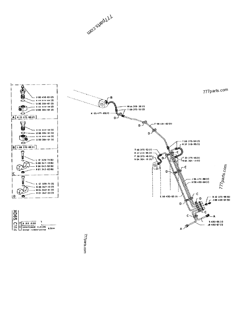 Part diagram BOOM LUBRICATION 6,50M - CRAWLER EXCAVATORS Case 170 (POCLAIN CRAWLER EXCAVATOR (S/N 12341 TO 12492) (5/85-12/92)) | 777parts.com