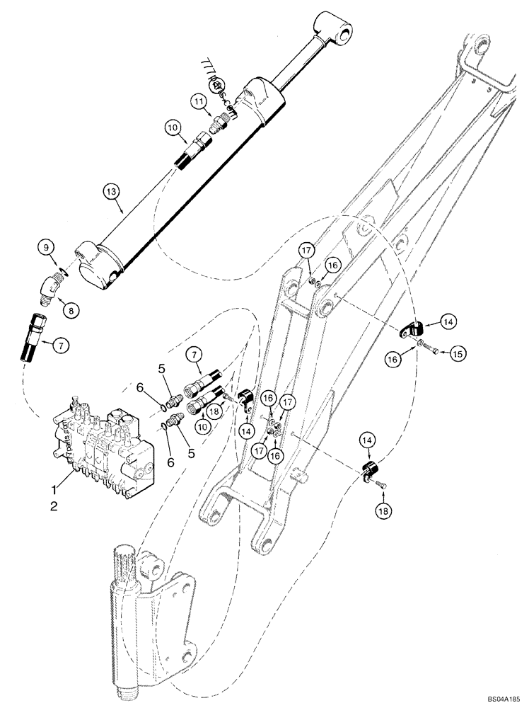 HYDRAULIC SYSTEM - BACKHOE DIPPER CYLINDER (D100) - SKID STEER LOADERS