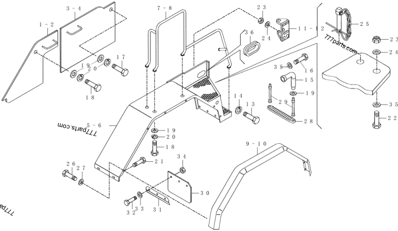 Part diagram FENDERS - FLOORS - DUMP TRUCKS Case 330 (ARTICULATED TRUCK (280HP - ZF210) (EUROPE) (4/03-12/03)) | 777parts.com