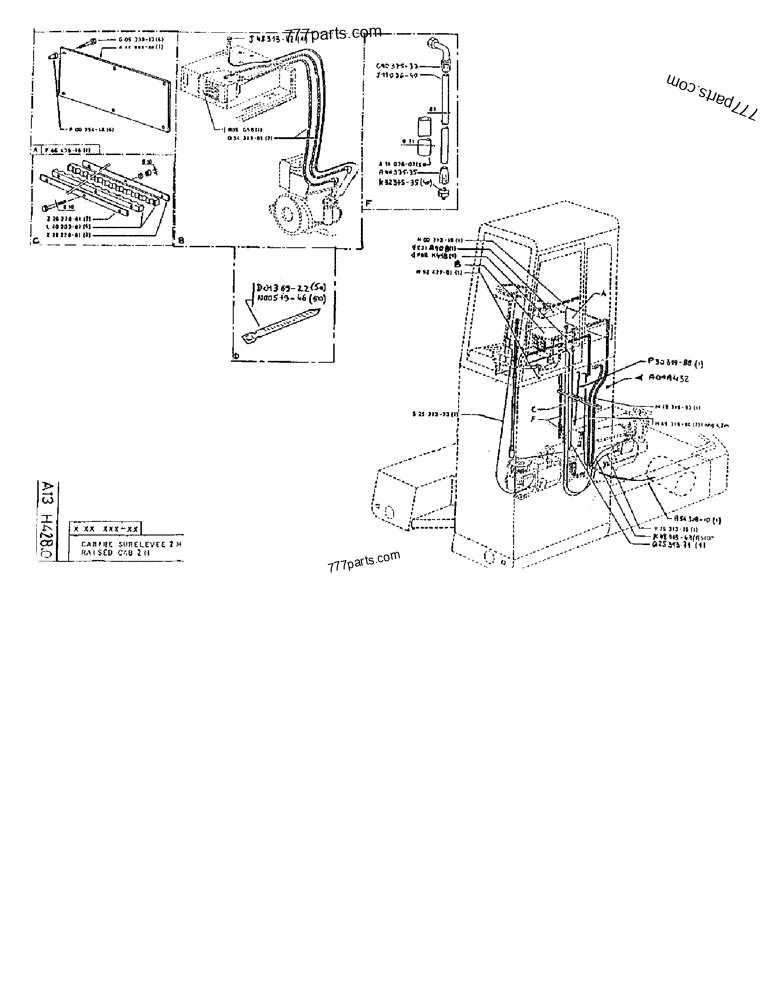 Part diagram RAISED CAB 2M - CRAWLER EXCAVATORS Case 170B (POCLAIN EXCAVATOR - RAISED CAB AND CAB GUARD (1/85-12/89)) | 777parts.com