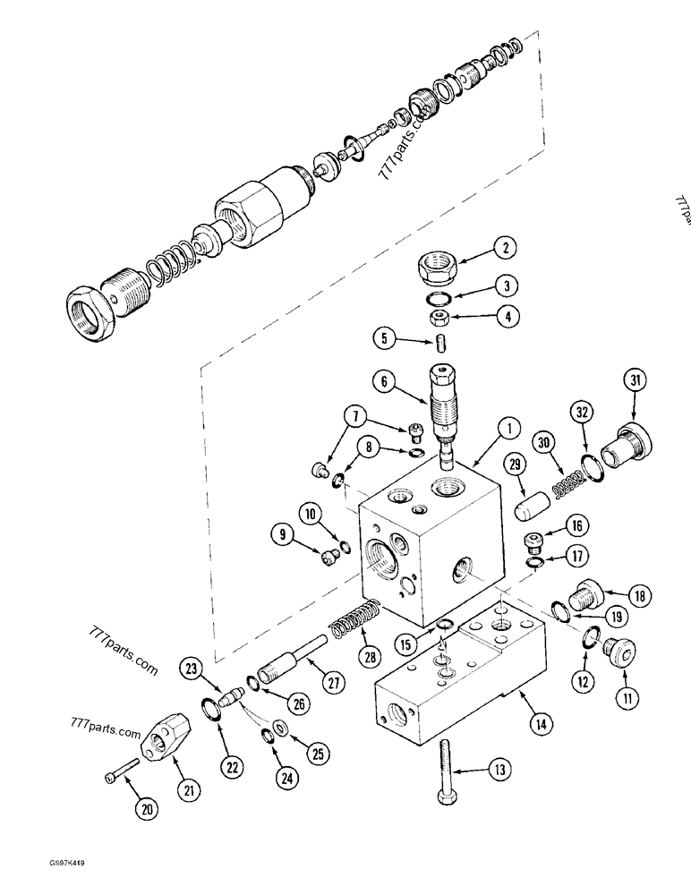 Part diagram CRANING VALVE, USED WITH BOOM CYLINDER CIRCUIT - CRAWLER EXCAVATORS Case 170C (CASE CRAWLER EXCAVATOR (1/90-12/91)) | 777parts.com
