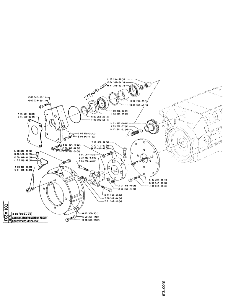 Part diagram ENGINE/PUMP COUPLINGS - CRAWLER EXCAVATORS Case 220 (POCLAIN CRAWLER EXCAVATOR (1/88-12/92)) | 777parts.com