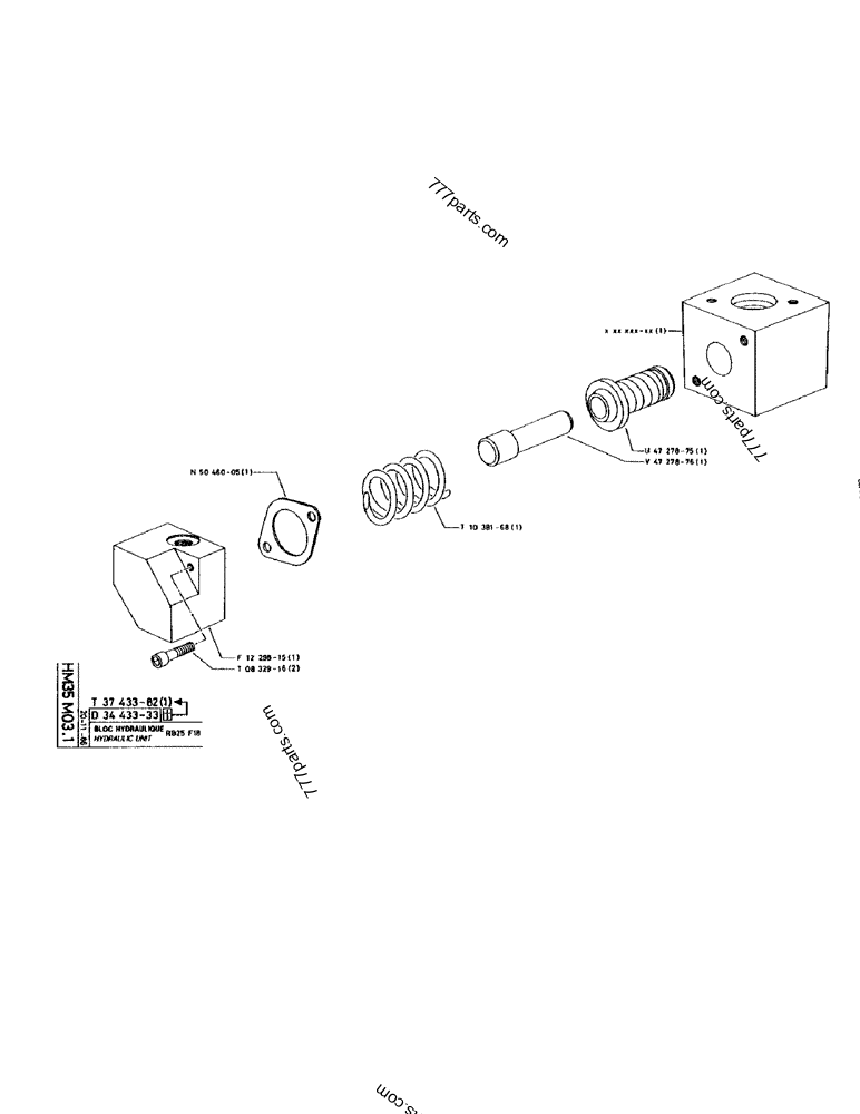 Part diagram HYDRAULIC UNIT RB25 F18 - CRAWLER EXCAVATORS Case 170 (POCLAIN CRAWLER EXCAVATOR (S/N 12341 TO 12492) (5/85-12/92)) | 777parts.com