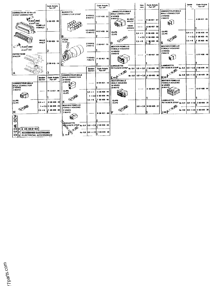Part diagram ELECTRICAL ACCESSORIES - CRAWLER EXCAVATORS Case 170FG (POCLAIN EXCAVATOR W/ELECTRIC MOTOR (75KW 380V) (1/85-12/92)) | 777parts.com