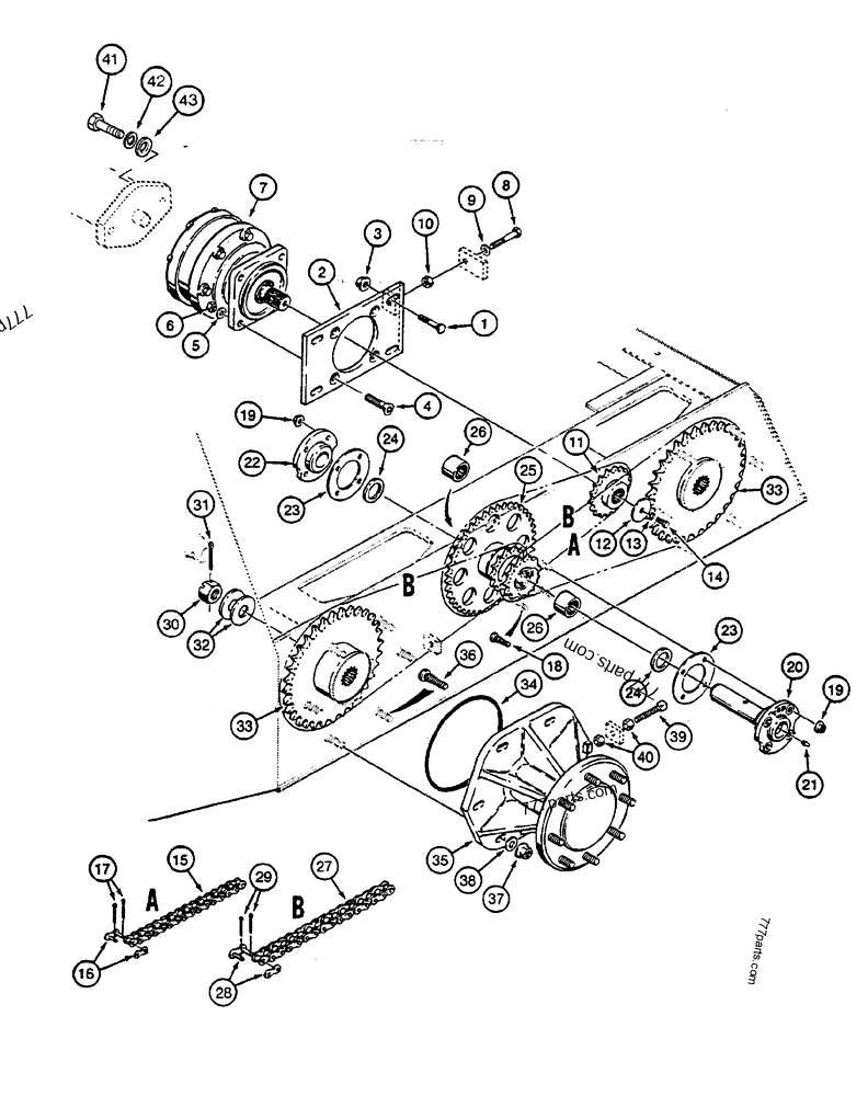 DRIVE CHAIN AND GEARS - SKID STEER LOADERS Case 1845C (CASE UNI