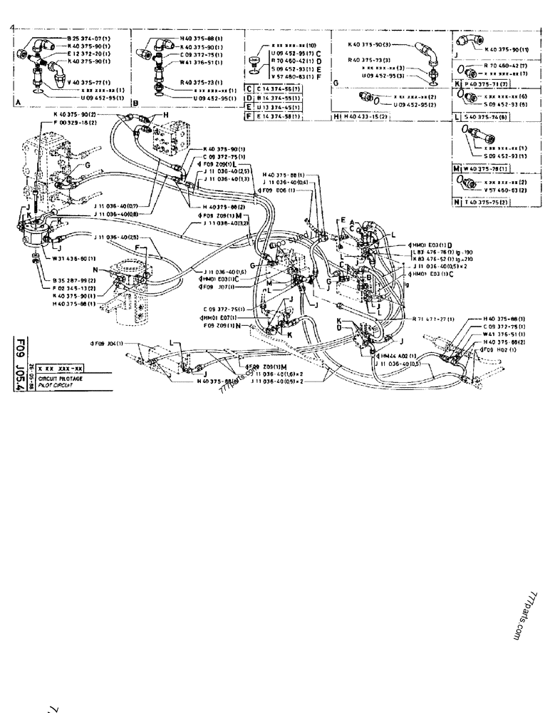 Part diagram PILOT CIRCUIT - CRAWLER EXCAVATORS Case 170B (CASE CRAWLER EXCAVATOR (S/N 1501-) (S/N 12501-) (EUROPE) (2/87-12/89)) | 777parts.com
