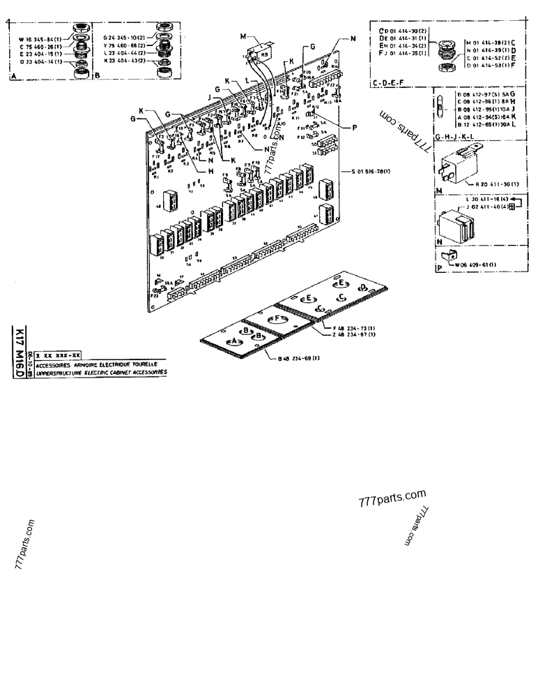 Part diagram UPPERSTRUCTURE ELECTRIC CABINET ACCESSORIES - CRAWLER EXCAVATORS Case 170B (CASE CRAWLER EXCAVATOR (S/N 1501-) (S/N 12501-) (EUROPE) (2/87-12/89)) | 777parts.com