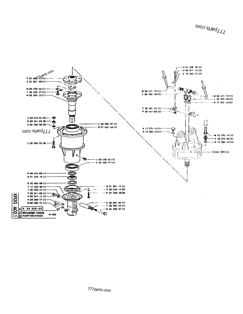 Part diagram AUGER MECHANISM - CRAWLER EXCAVATORS Case 160CL (POCLAIN CRAWLER EXCAVATOR (S/N 8321 & AFTER) (5/76-12/82)) | 777parts.com