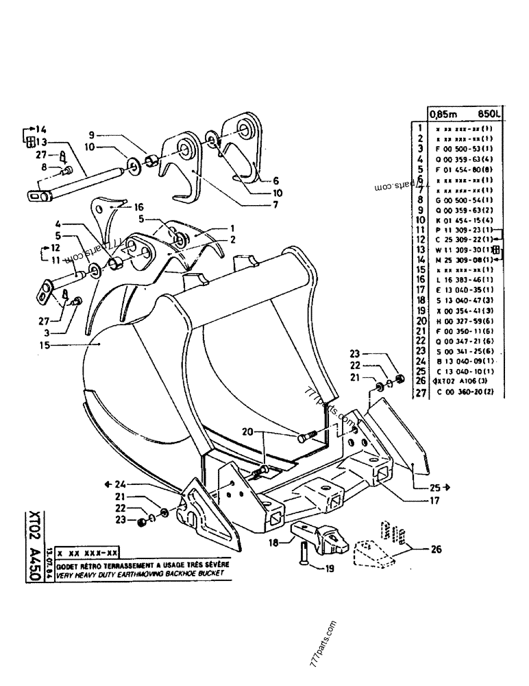 Part diagram VERY HEAVY DUTY EARTHMOVING BACKHOE BUCKET - CRAWLER EXCAVATORS Case 160CL (POCLAIN CRAWLER EXCAVATOR (S/N 8321 & AFTER) (5/76-12/82)) | 777parts.com