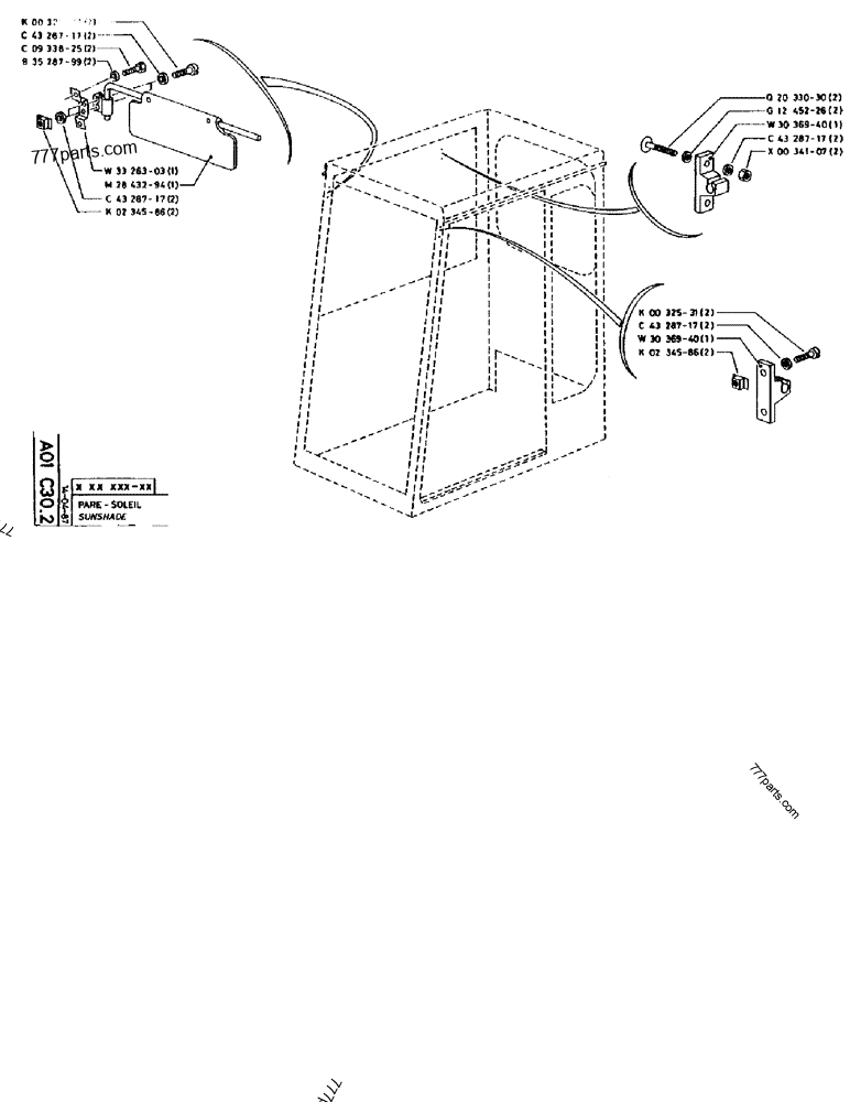 Part diagram SUNSHADE - CRAWLER EXCAVATORS Case 170FG (POCLAIN EXCAVATOR W/ELECTRIC MOTOR (75KW 380V) (1/85-12/92)) | 777parts.com