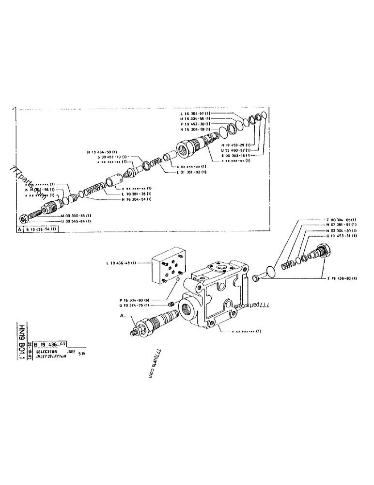 Part diagram INLET SELECTOR S 19 - CRAWLER EXCAVATORS Case 170 (POCLAIN CRAWLER EXCAVATOR (S/N 12341 TO 12492) (5/85-12/92)) | 777parts.com