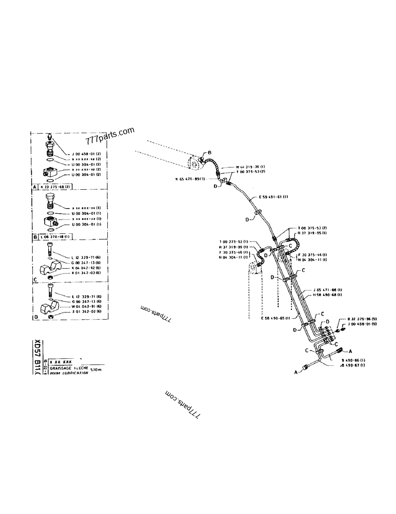 Part diagram BOOM LUBRICATION 5,70M - CRAWLER EXCAVATORS Case 170 (POCLAIN CRAWLER EXCAVATOR (S/N 12341 TO 12492) (5/85-12/92)) | 777parts.com