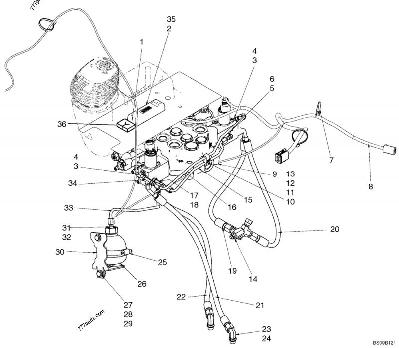 Part diagram HYDRAULICS - ATTACHMENT, PROPORTIONAL (WITH PILOT CONTROL) - COMPACT TRACK LOADERS Case 420CT (COMPACT TRACK LOADER - SERIES 3, ASN N7M455401 (1/08-3/11)) | 777parts.com