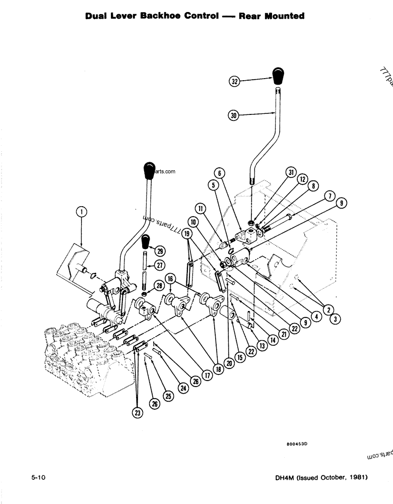 Dual Lever Backhoe Control - Rear Mounted - Trenchers-layers Case Dh4b 